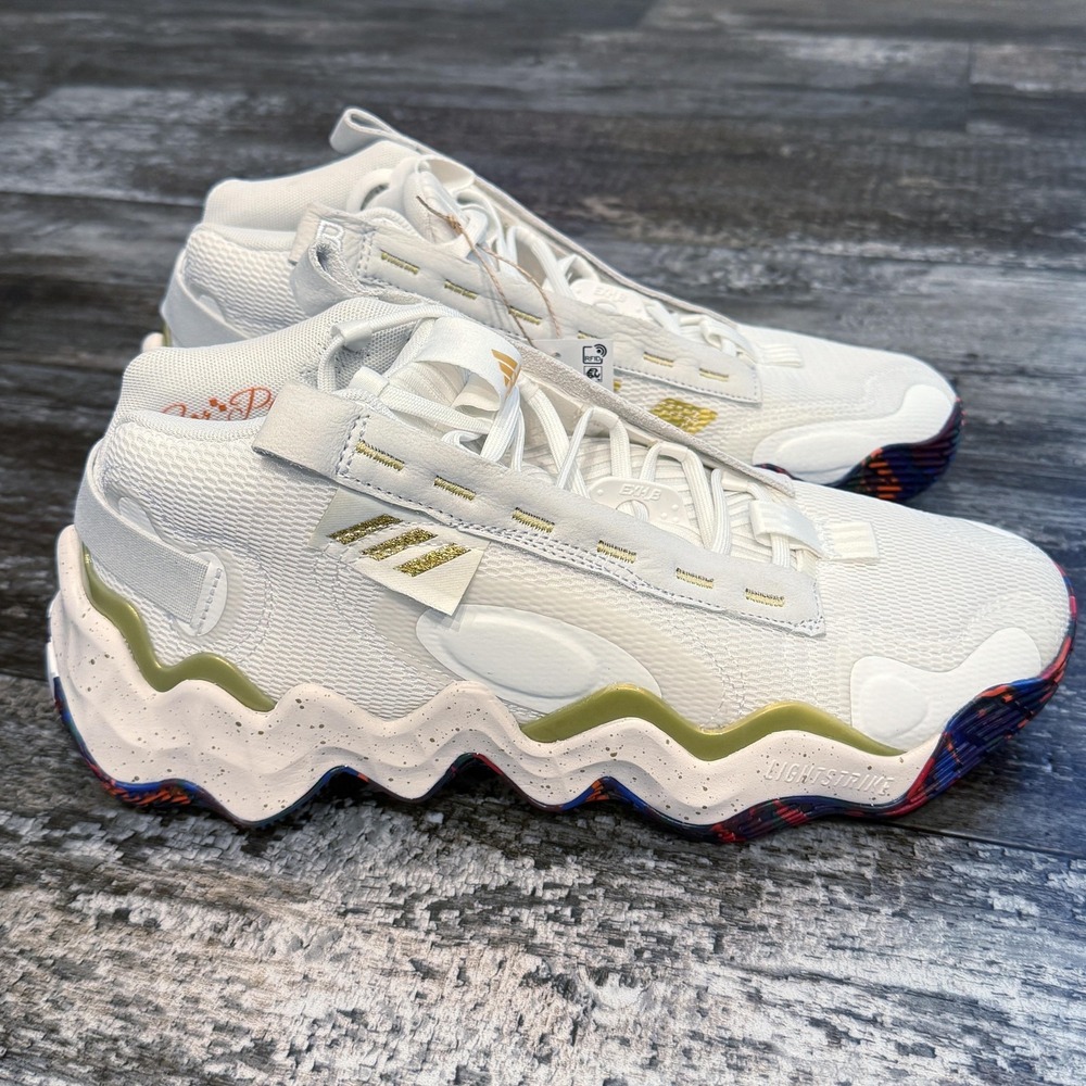 Adidas Exhibit‎ B Mid Womens Basketball Shoes White Gold HQ1121 Size 11 Gym  NWT - Picture 8 of 12